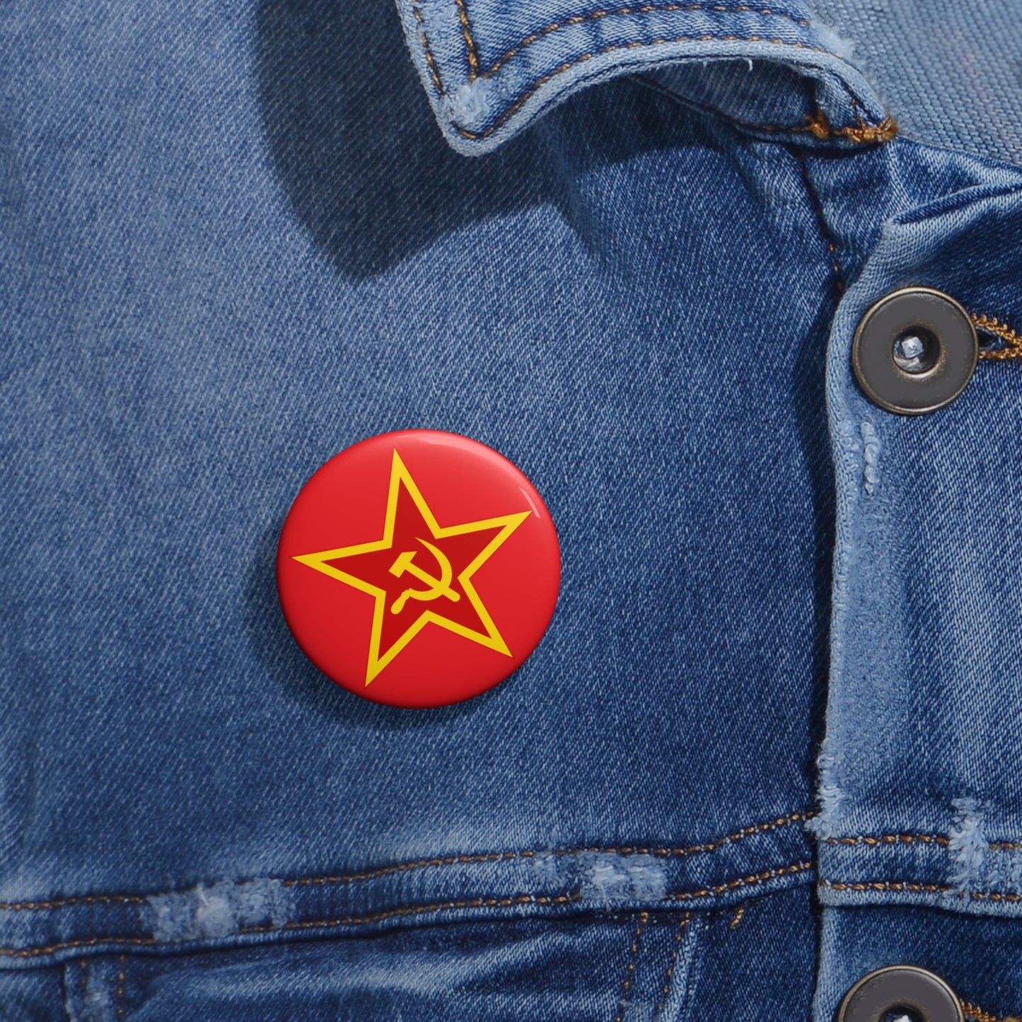 Red Star Hammer & Sickle Pin Button | Political Badge, Soviet Symbol