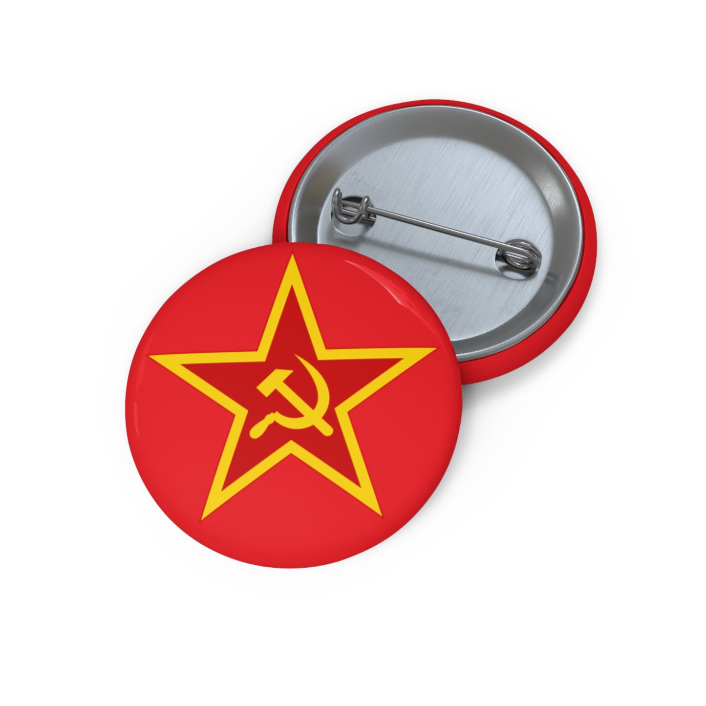 Red Star Hammer & Sickle Pin Button | Political Badge, Soviet Symbol