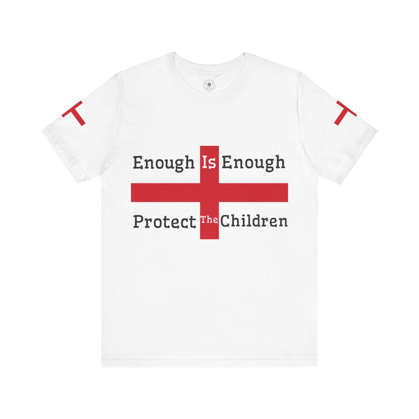Enough Is Enough - Protect The Children (England Flag Sleeve) Unisex Jersey Short Sleeve Tee